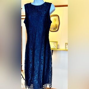 Navy lace over lay dress size 6